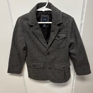 Baby GAP Herringbone Charcoal Kids Blazer With Corduroy Elbow Patches